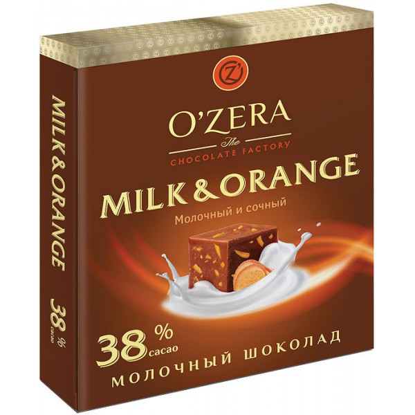 Шоколад «OZera» 38% молочный с апельсином, 90г